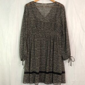 Motherhood Maternity Brown / Black Floral Boho Long Sleeve Dress Size L